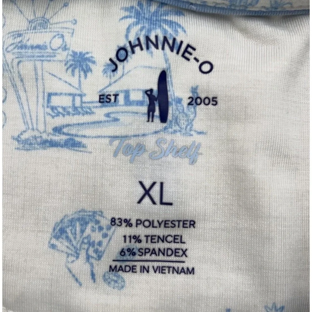JOHNNIE-O Beginner's Luck Polo Shirt‎ Men's XL White 50s Casinos BEAR CREEK GOLF